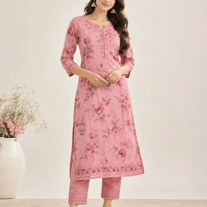 Rose Bloom Cotton Kurti